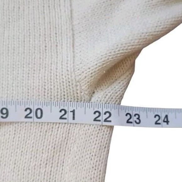 Vtg Victoria Jones Sweater Womens Medium Embroidered Floral V Neck Beige Pink - Picture 5 of 8